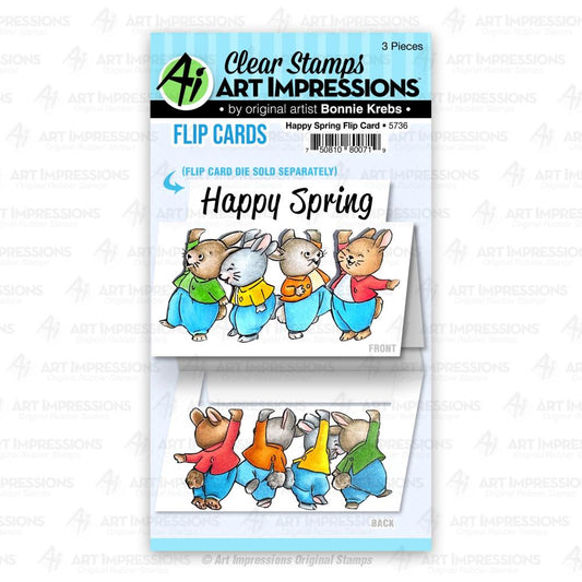 Art Impressions Flip Card Clear Stamp Happy Spring - AI5736
