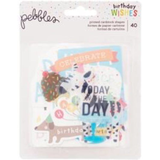 Pebbles Happy Hooray Birthday Wishes Ephemera - 732619