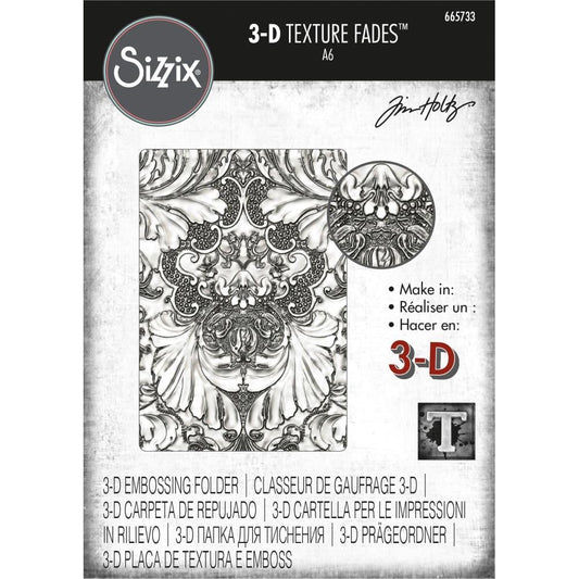 Sizzix 3D Texture Fades Embossing Folder By Tim Holtz - Damask - 665733