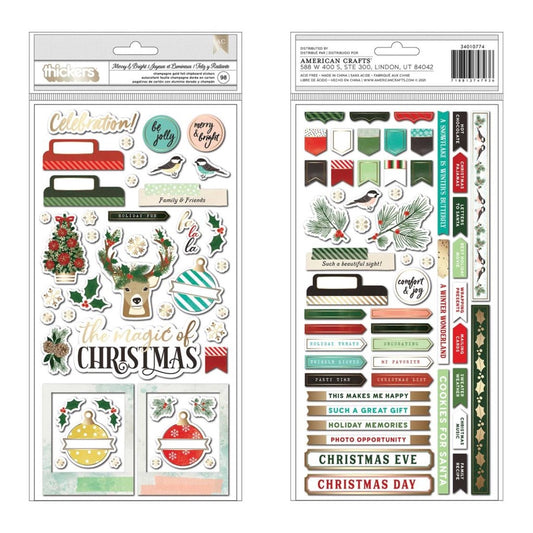 Vicki Boutin Warm Wishes Thickers Stickers 98 Pc -Merry & Bright Chipboard - VB010774