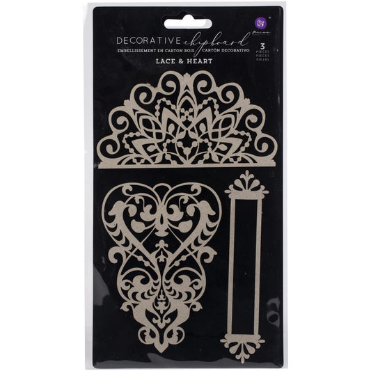 Prima Marketing Laser Cut Chipboard - Lace & Heart - 647322