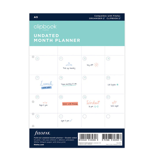 Filofax Undated Month Planner Refill - A5 - 345002