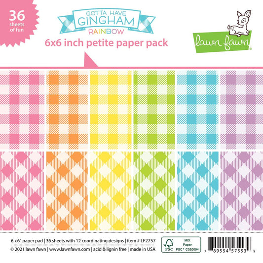 Lawn Fawn Gotta Have Gingham Rainbow Petite Paper Pack - LF2757