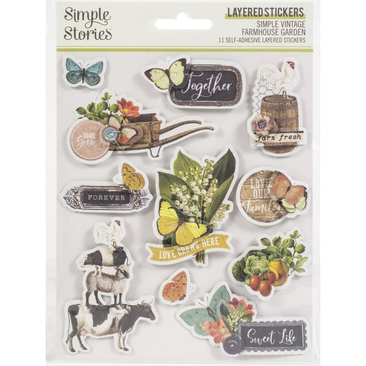 Simple Stories Simple Vintage Farmhouse Garden Layered Stickers 11 pc - FG15026