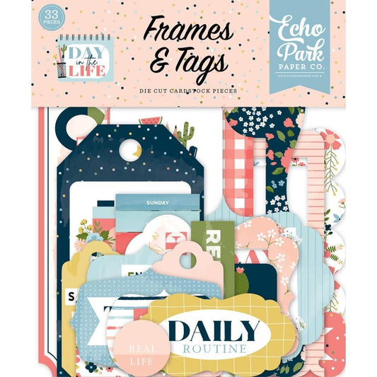 Echo Park Cardstock Ephemera 33 Pc - Frames & Tags, Day In The Life - DL260025
