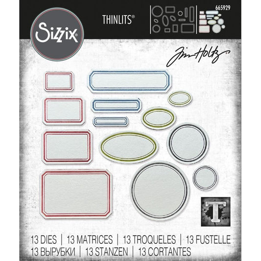 Sizzix Thinlits Dies By Tim Holtz 13 Pc - Vintage Labels - 665929