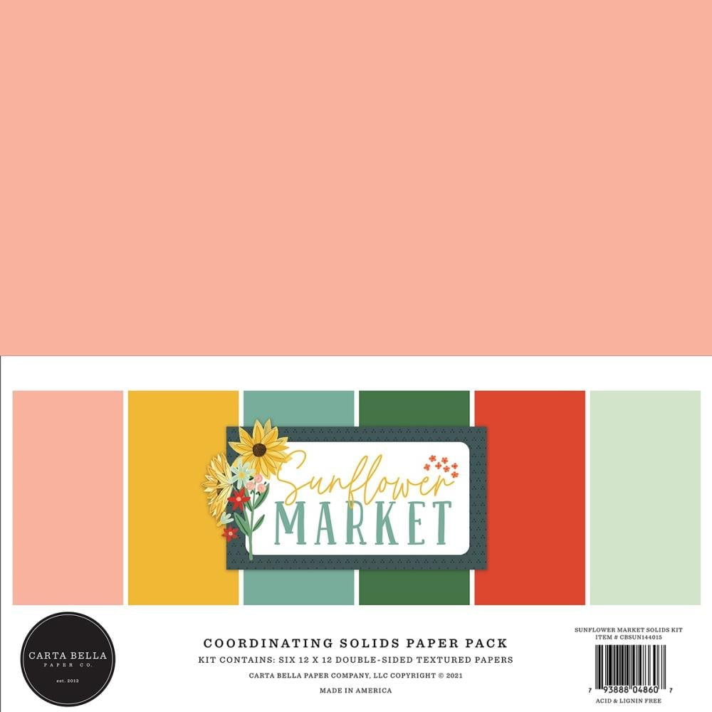 Carta Bella Double-Sided Solid Cardstock 12"X12" 6 Pc - Sunflower Market - UN144015