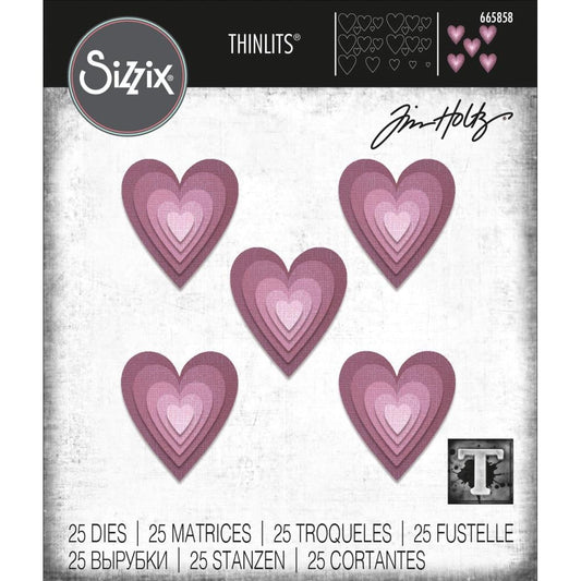 Sizzix Thinlits Dies By Tim Holtz 25 Pc - Stacked Tiles Hearts - 665858