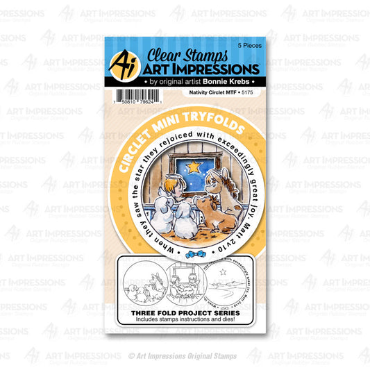 Art Impressions Nativity Circlet Mini Tri Fold Stamps and Dies Set - 5175