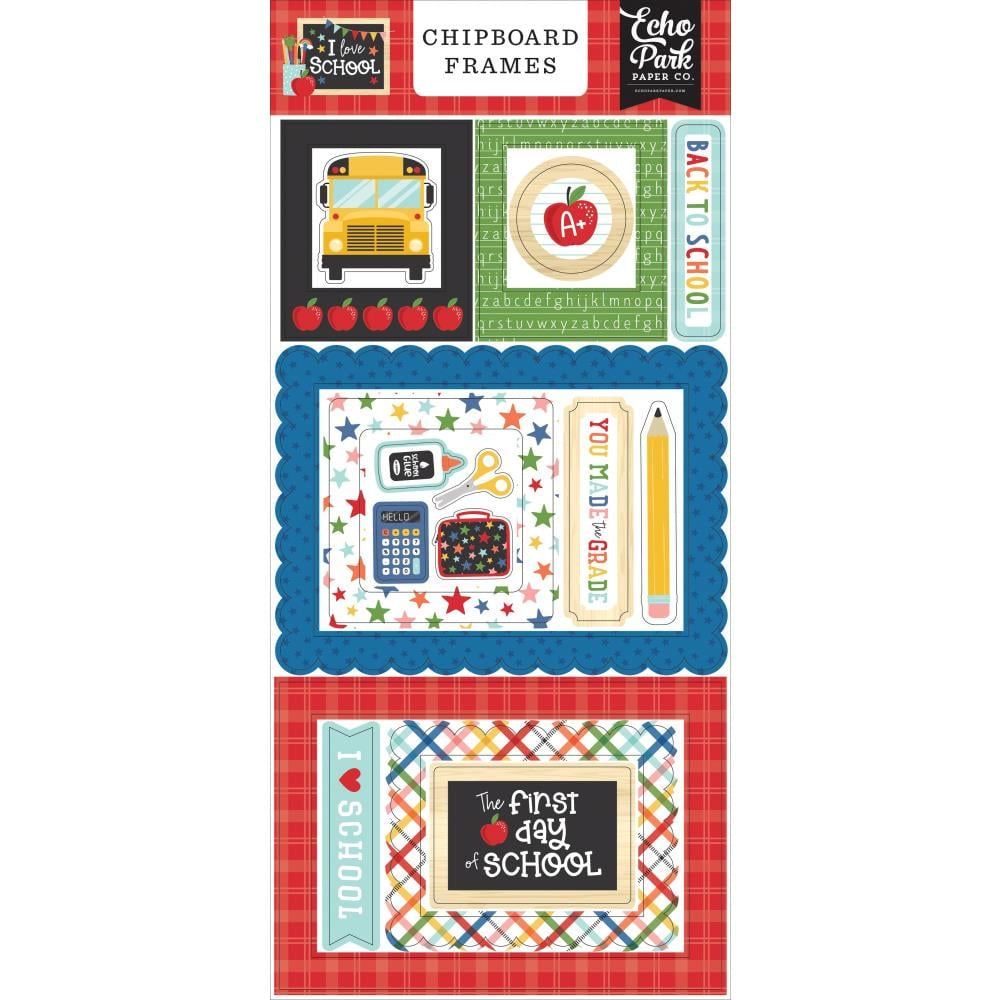 Echo Park I Love School Chipboard 6"X13" - Frames - CH243065