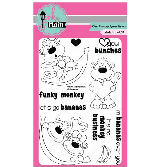 Pink and Main Go Bananas Clear Stamps - 021798