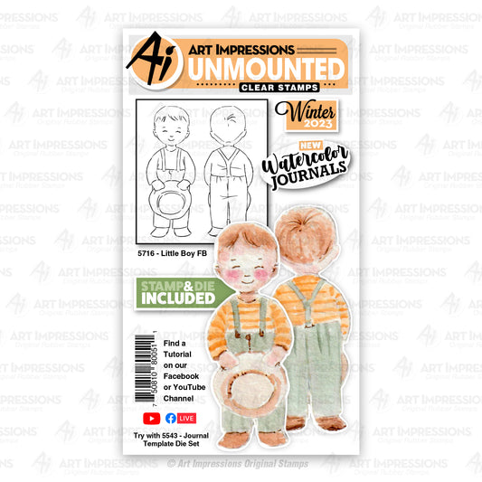 Art Impressions Little Boy Front & Back Clear Stamps and Dies - 5716