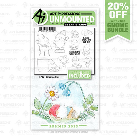 Art Impressions Gnomes Set Clear Stamps & Die Set - 5785