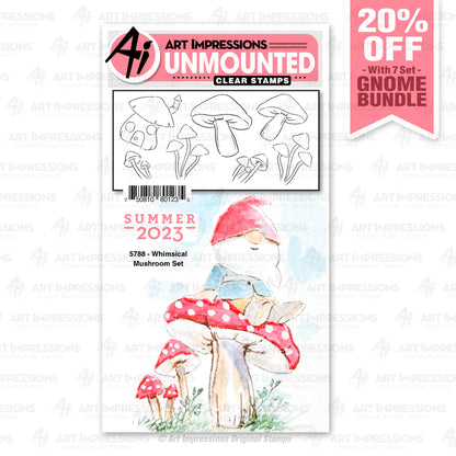 Art Impressions Whimsical Mushrooms Clear Stamps - 5788