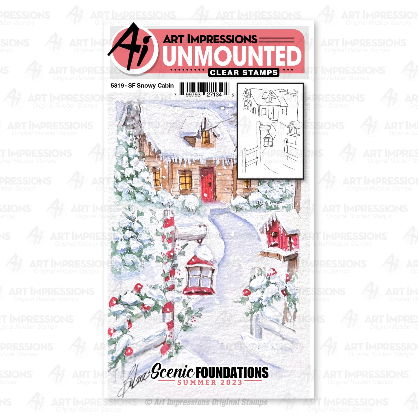 Art Impressions SF Snowy Cabin Stamps Set - 5819