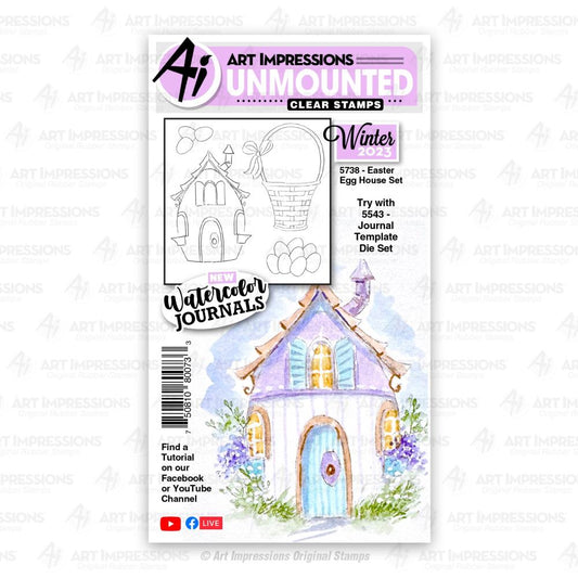 Art Impressions Watercolor Clear Stamps Easter Egg House - WC5738