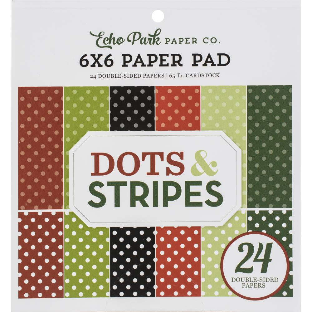 Echo Park Double-Sided Paper Pad 6"X6" - Dots/Stripes, Christmas - DS20039