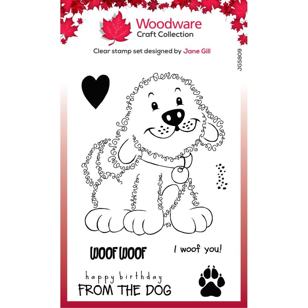 Woodware Clear Stamp 4"X6" - Singles Fuzzie Friends Parker The Puppy - JGS809