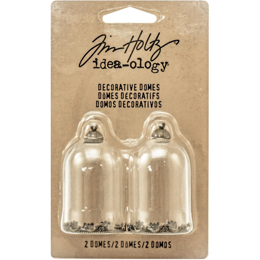 Tim Holtz Idea-Ology Decorative Glass Domes 2 Pc - Clear W/Antique Brass 1"X1.75" - TH93265