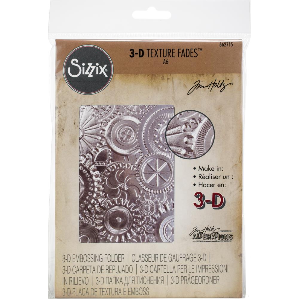 Sizzix 3D Texture Fades Embossing Folder By Tim Holtz Mechanics - 662715