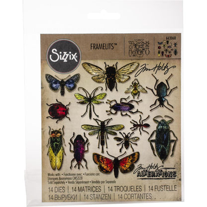 Sizzix Framelits Dies By Tim Holtz 14 Pc Entomology - 663068