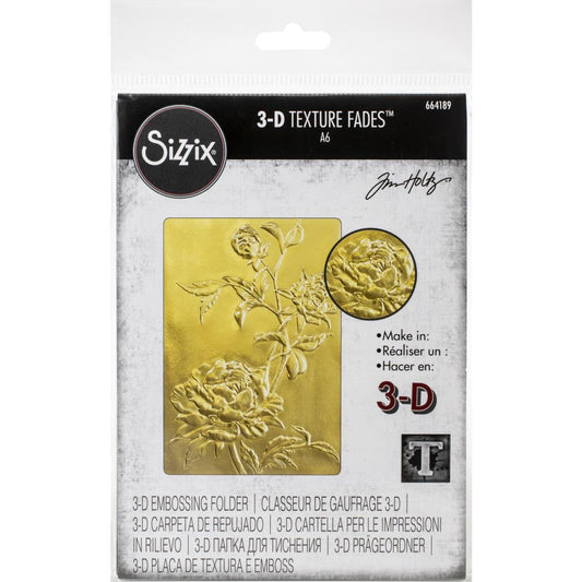 Sizzix Texture Fades Embossing Folder By Tim Holtz Roses - 664189