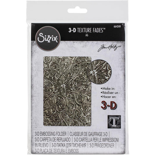 Sizzix 3D Texture Fades Embossing Folder By Tim Holtz Engraved - 664249