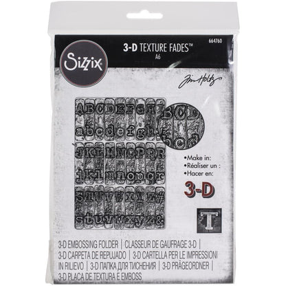 Sizzix 3D Texture Fades Embossing Folder By Tim Holtz Typewriter - 664760