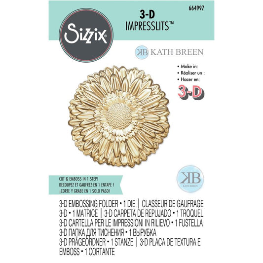 Sizzix 3D Impresslits Embossing Folder By Kath Breen Gerbera - 664997