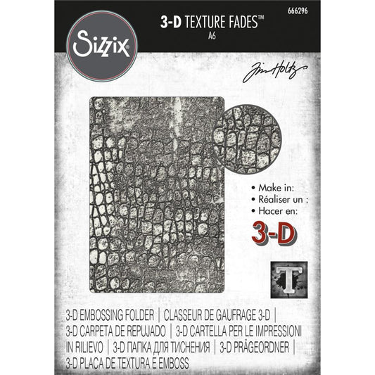 (PRE-ORDER) Sizzix 3D Texture Fades Embossing Folder By Tim Holtz Reptile - 666296