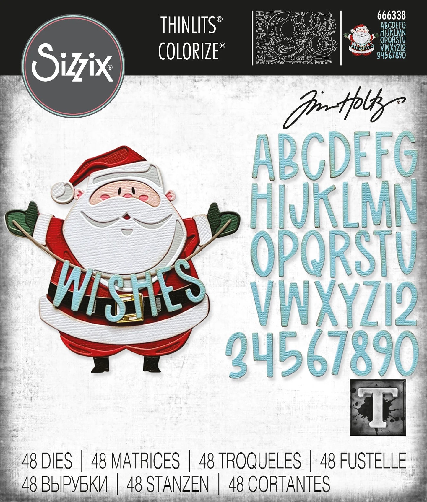 Sizzix Thinlits Dies By Tim Holtz 49 Pc Santa Greetings Colorize - 666338