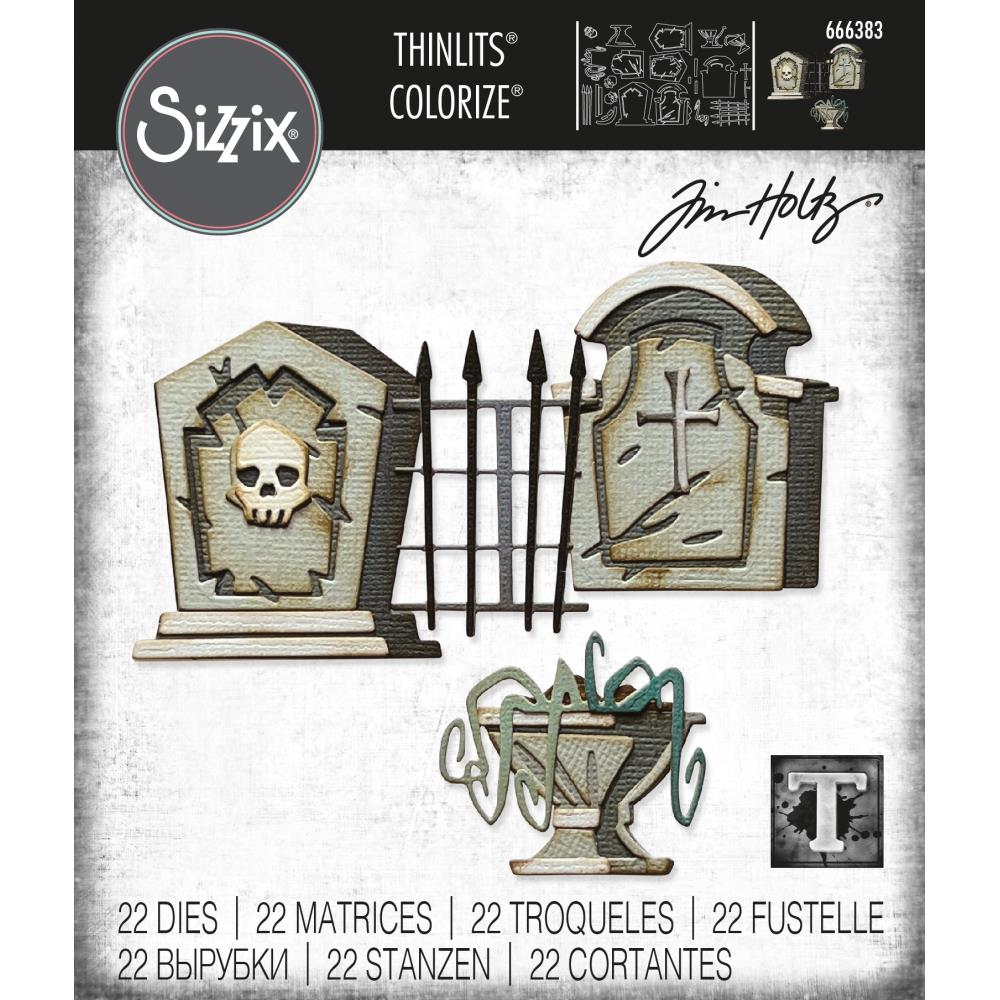 Sizzix Thinlits Dies By Tim Holtz 22 Pc Graveyard Colorize - 666383