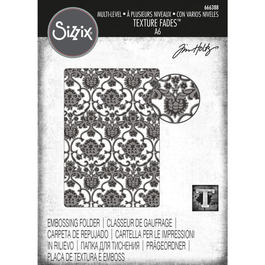 (PRE-ORDER) Sizzix Texture Fades Embossing Folder By Tim Holtz Multi-Level Tapestry - 666388