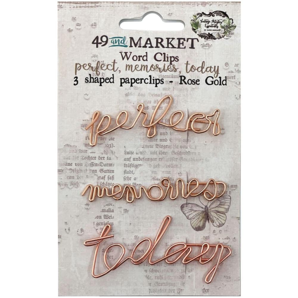 49 And Market Foundations Word Paperclips 3 Pc - Perfect, Memories & Today In Rose Gold - VAE33867