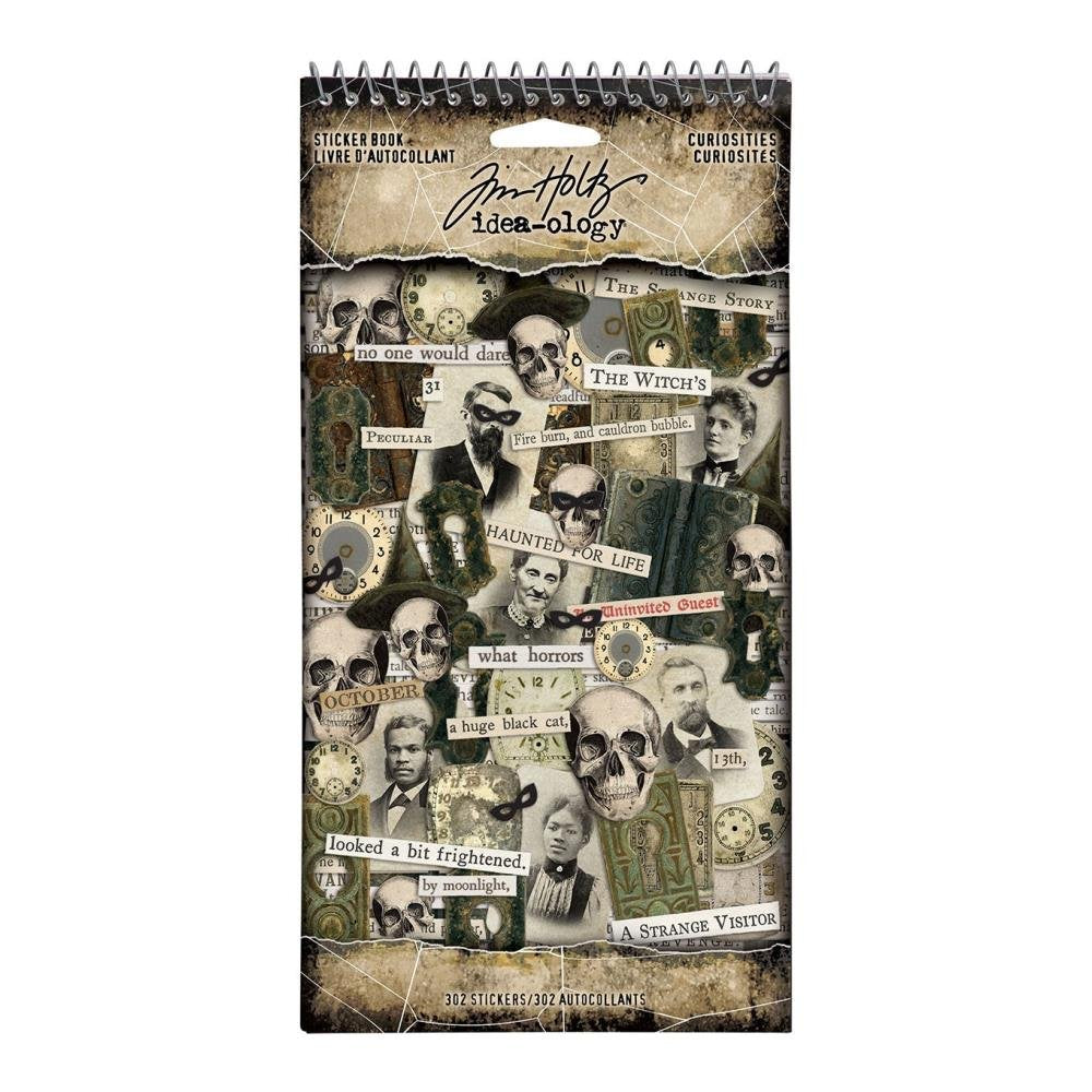 Tim Holtz Idea-Ology Spiral Bound Sticker Book 4.5"X8.5" - Curiosities - TH94271