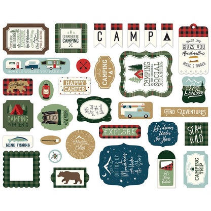 Echo Park Cardstock Ephemera 33 Pc - Icons, Let's Go Camping - GC246024