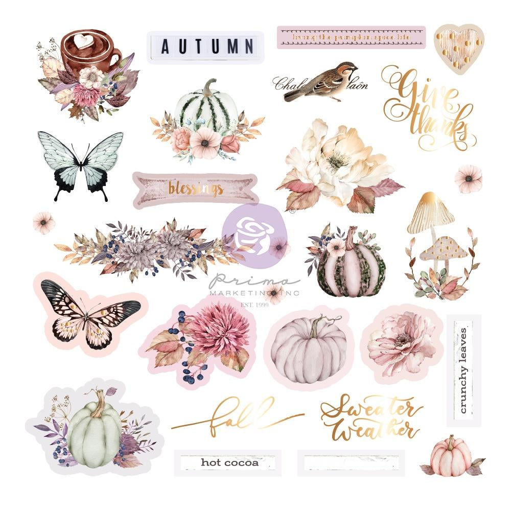 Prima Marketing Hello Pink Autumn Cardstock Ephemera 28 Pc - W/Foiled Accents - P654283