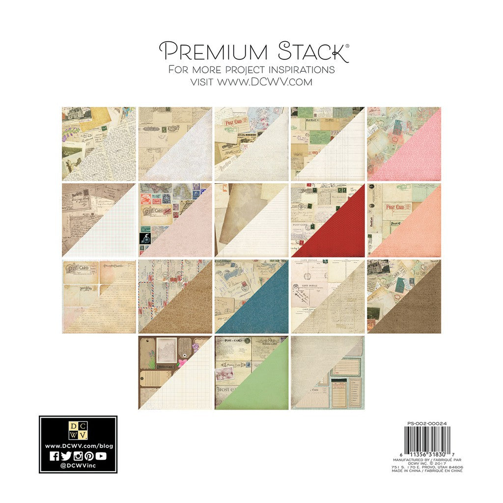 DCWV 12''x12'' 36 Pack Premium Printed Cardstock Stack-Postcards - PS-002-00024