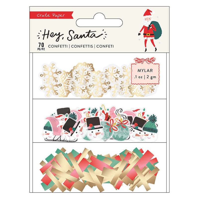Crate Paper Hey, Santa Embellishments - Confetti Set - Mylar - 373224