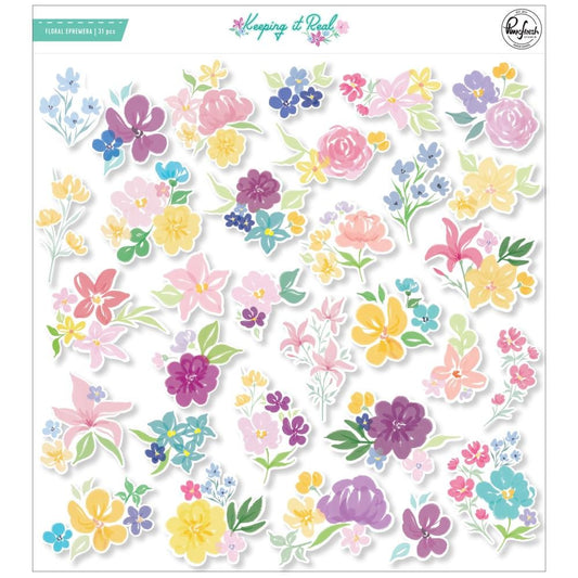 PinkFresh Floral Cardstock Die-Cuts Ephemera - Keeping It Real - PFKE3921