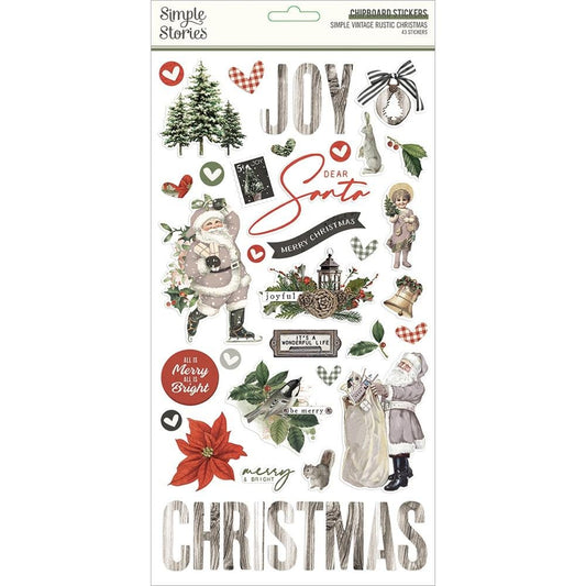 Simple Stories Simple Vintage Rustic Christmas Chipboard Stickers 6"X12" - RC16020