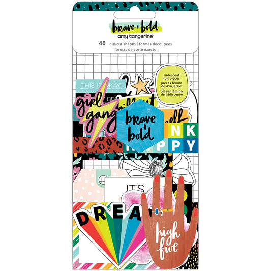 Amy Tan Brave & Bold Ephemera 40 Pc - Cardstock W/Foil Accents - AT002115