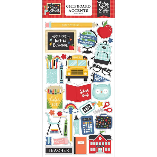 Echo Park I Love School Chipboard 6"X13" - Accents - CH243021