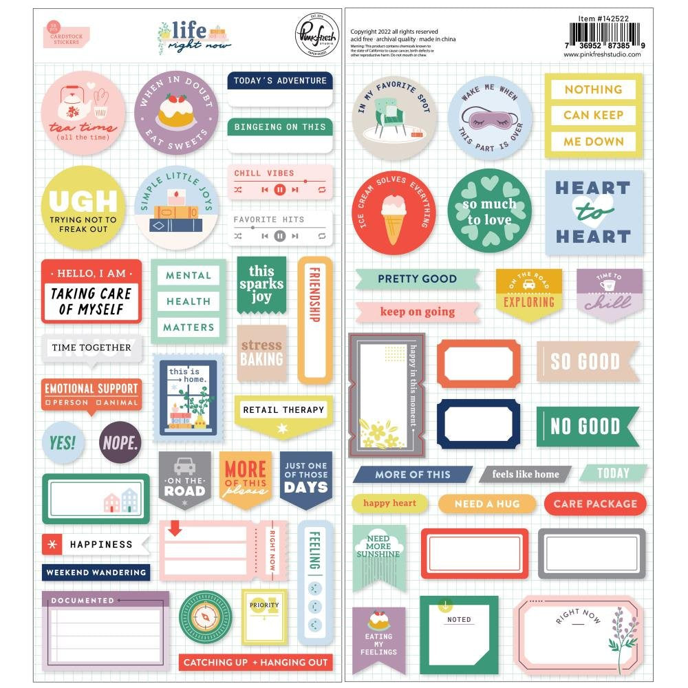 PinkFresh Cardstock Stickers - Life Right Now - PFLI2522