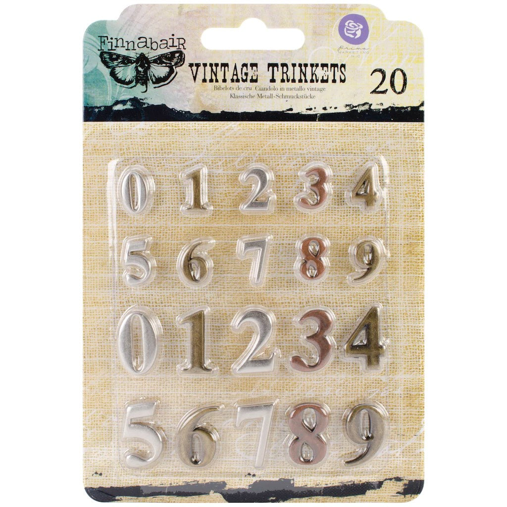 Finnabair Vintage Mechanicals Metal Trinkets - Mini Numbers .5" To .75", 20 Pc - 960254