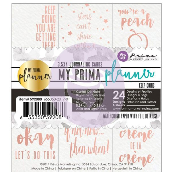 My Prima Planner Embelishments - Journaling Cards - Keep Going - 592080