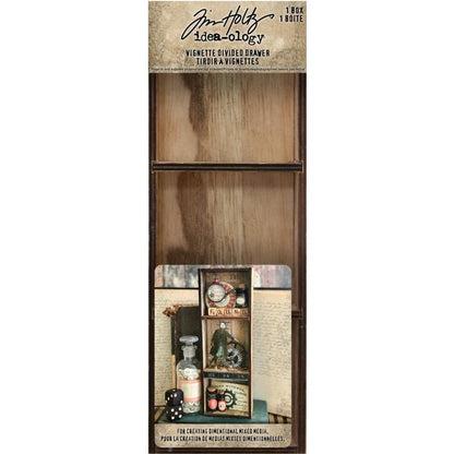 Tim Holtz Idea-Ology Vignette Divided Drawer 3.5"X10" - 3 Compartments - TH93793