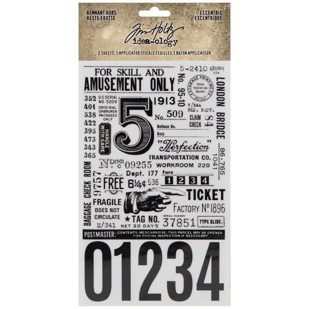 Tim Holtz Idea-Ology Remnant Rubs Rub-Ons 4.75"X7.75" 2 Pc - Eccentric - TH94237