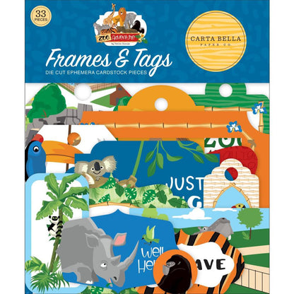 Carta Bella Cardstock Ephemera - Frames & Tags, Zoo Adventure - ZA128025