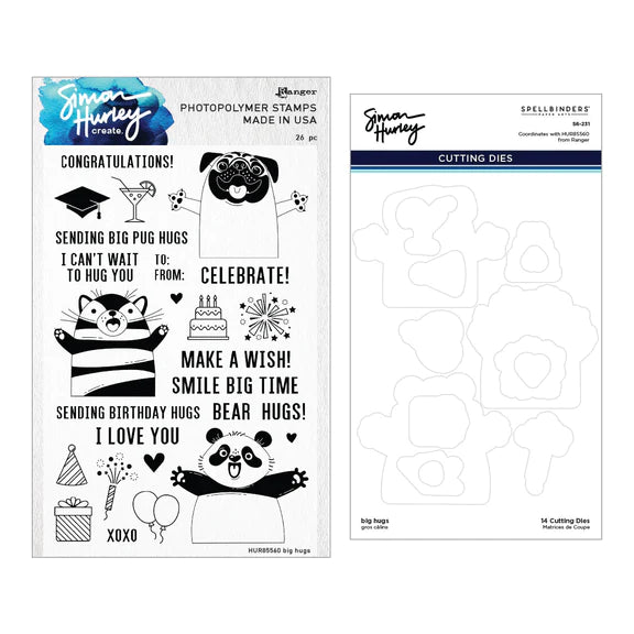 Spellbinders Big Hugs Stamp and Die Bundle by Simon Hurley - BD-0824